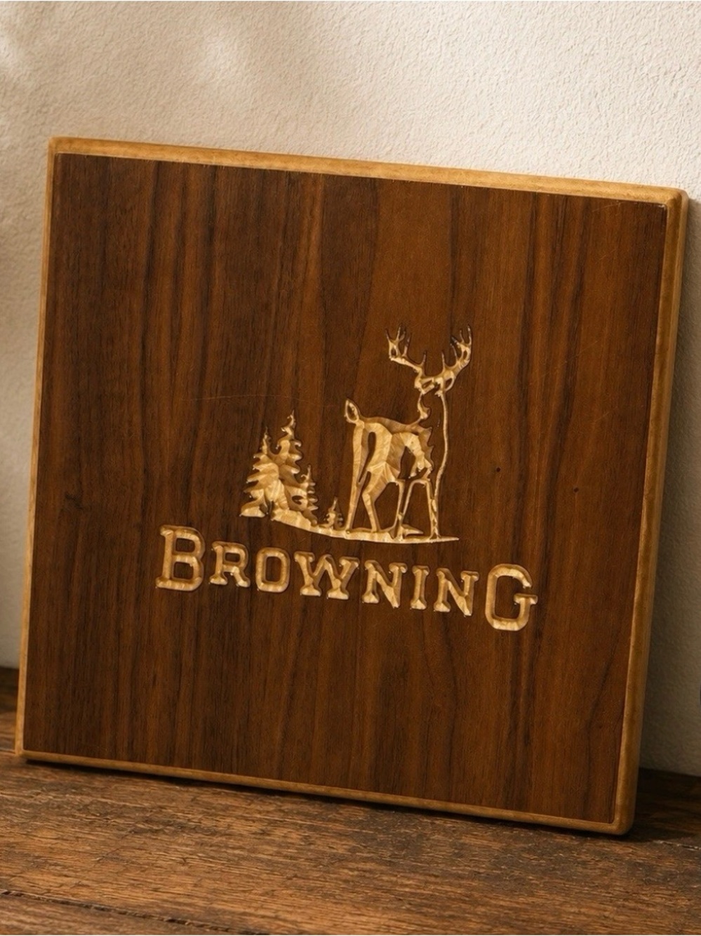 Browning Buckmark Deer Wood Sign Hunting Cabin Lodge Man Cave Decor